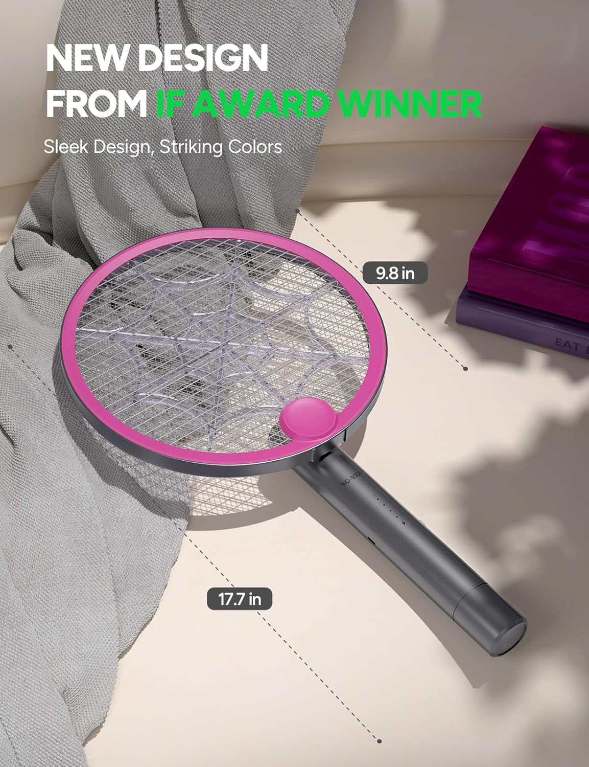 3800V Electric Fly Swatter, Dual Modes Bug Zapper Racket, 1500mAh Type-C Rechargeable Battery, Portable and Foldable Fly Zapper Racket, for Indoor Outdoor Home Patio Camping 