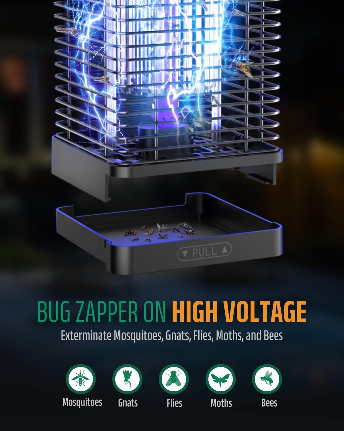 LED Bug Zapper Indoor Outdoor, Durable 10 Years Lifespan Lamp, Sustainable Less Power, 6.5ft Power Cord, High-Voltage Mosquito Zapper, Fly Trap Mosquito Trap, Fly Killer Fly Zapper