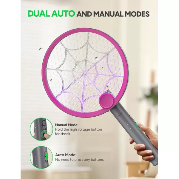 3800V Electric Fly Swatter, Dual Modes Bug Zapper Racket, 1500mAh Type-C Rechargeable Battery, Portable and Foldable Fly Zapper Racket, for Indoor Outdoor Home Patio Camping 