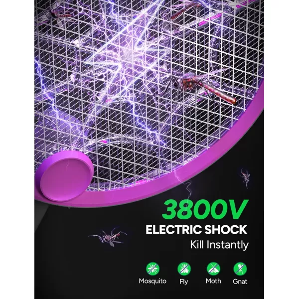 3800V Electric Fly Swatter, Dual Modes Bug Zapper Racket, 1500mAh Type-C Rechargeable Battery, Portable and Foldable Fly Zapper Racket, for Indoor Outdoor Home Patio Camping 