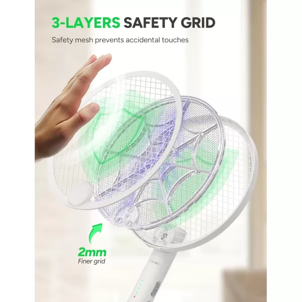 3800V Electric Fly Swatter, Dual Modes Bug Zapper Racket, 1500mAh Type-C Rechargeable Battery, Portable and Foldable Fly Zapper Racket, for Indoor Outdoor Home Patio Camping 