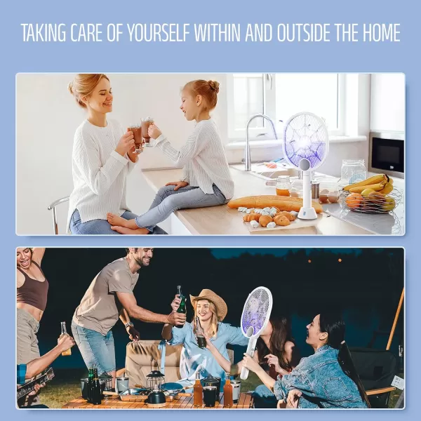 Electric Fly Swatter, Type-C Rechargeable Bug Zapper Racket with Charging Base, Foldable Bug Zapper for Indoor and Outdoor, Mosquito Swatter with Blue-Purple Working Light)