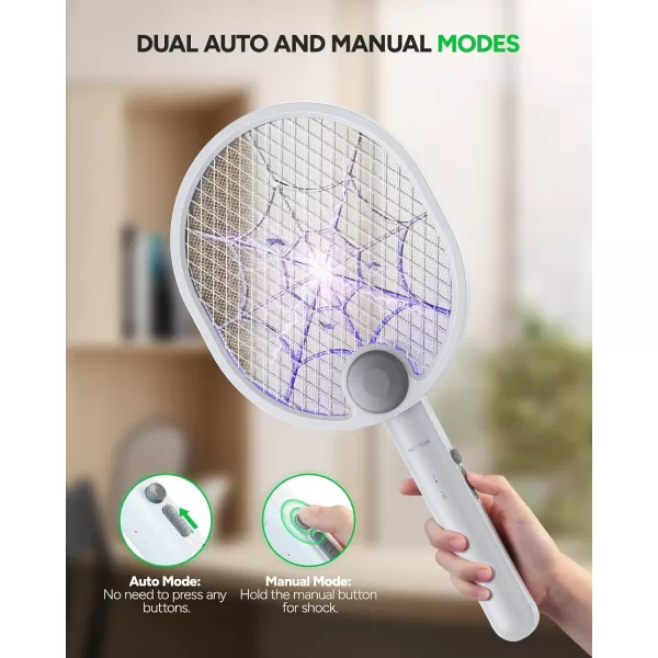 Electric Fly Swatter, Type-C Rechargeable Bug Zapper Racket with Charging Base, Foldable Bug Zapper for Indoor and Outdoor, Mosquito Swatter with Blue-Purple Working Light