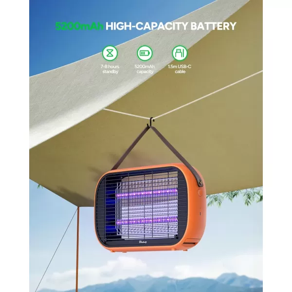 LED Bug Zapper Outdoor Indoor, Rechargeable 5200mAh Battery, Durable 10 Years Lifespan Lamp, Portable Camping Mosquito Zapper, Fly Trap Mosquito Trap, Fly Killer Fly Zapper -MA015C