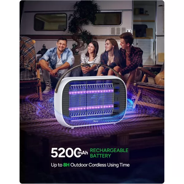 LED Bug Zapper Outdoor Indoor, Rechargeable 5200mAh Battery, Durable 10 Years Lifespan Lamp, Portable Camping Mosquito Zapper, Fly Trap Mosquito Trap, Fly Killer Fly Zapper -MA015C