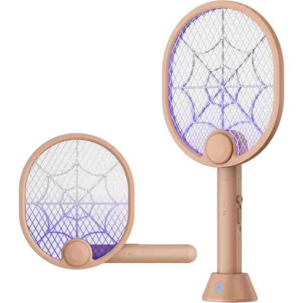 Electric Fly Swatter, Type-C Rechargeable Bug Zapper Racket with Charging Base, Foldable Bug Zapper for Indoor and Outdoor, Mosquito Swatter with Blue-Purple Working Light)