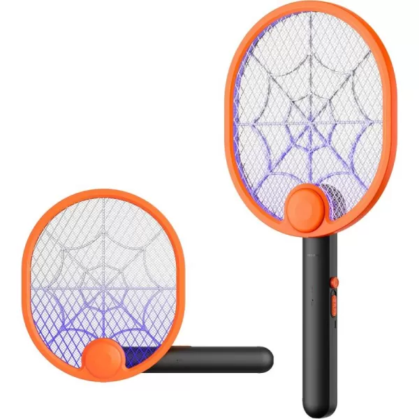 Electric Fly Swatter, Type-C Rechargeable Bug Zapper Racket with Charging Base, Foldable Bug Zapper for Indoor and Outdoor, Mosquito Swatter with Blue-Purple Working Light