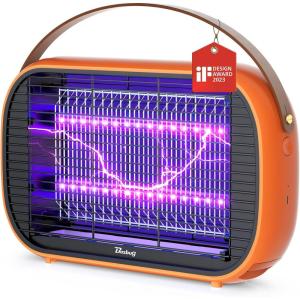 imageLED Bug Zapper Outdoor Indoor 10 Years Lifespan Lamp Rechargeable 5200mAh Battery Portable Camping Fruit Fly Mosquito Moth Gnat Wasp Trap Killer Zapper MA015C WhiteOrange