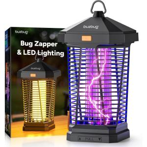 imageBuzbug LED Bug Zapper Outdoor and Lighting 10 Years Lifespan IPX4 Waterproof 3800V HighVoltage Fireproof Shell 65ft Power Cord Fruit Fly Mosquito Moth Gnat Wasp Zapper Trap Killer MA20