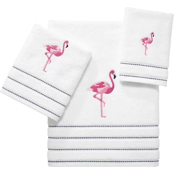 IZOD Bathroom Accessories Flamingo Collection, Bath Rug , White
