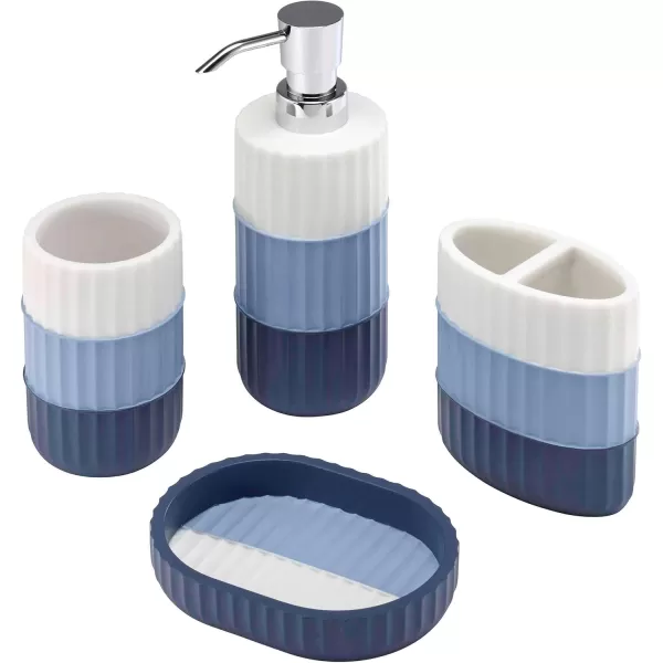 IZOD - Bathroom Set, 2pc Countertop Accessories, Striped Resin Toothbrush Holder &amp; Lotion Pump, Dorm Room Essentials 