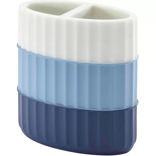 IZOD - Bathroom Set, 2pc Countertop Accessories, Striped Resin Toothbrush Holder &amp; Lotion Pump, Dorm Room Essentials 