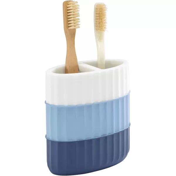 IZOD - Bathroom Set, 2pc Countertop Accessories, Striped Resin Toothbrush Holder &amp; Lotion Pump, Dorm Room Essentials 