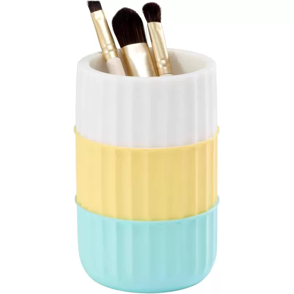 IZOD - Bathroom Set, 2pc Countertop Accessories, Striped Resin Toothbrush Holder &amp; Lotion Pump, Dorm Room Essentials 