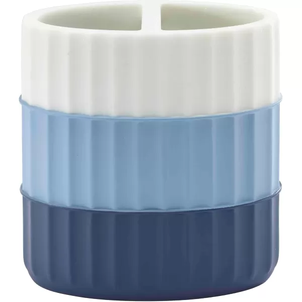IZOD - Bathroom Set, 2pc Countertop Accessories, Striped Resin Toothbrush Holder &amp; Lotion Pump, Dorm Room Essentials 