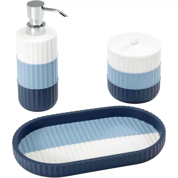 IZOD - Bathroom Set, 2pc Countertop Accessories, Striped Resin Toothbrush Holder &amp; Lotion Pump, Dorm Room Essentials 