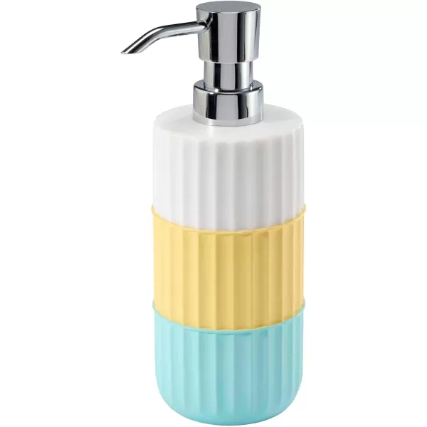 IZOD - Bathroom Set, 2pc Countertop Accessories, Striped Resin Toothbrush Holder &amp; Lotion Pump, Dorm Room Essentials 