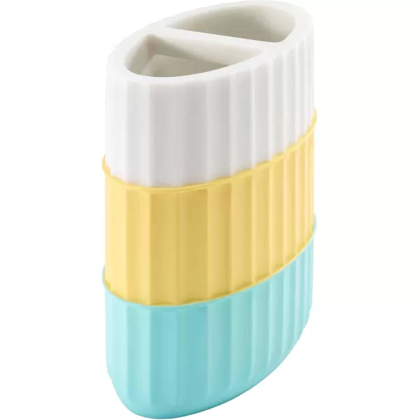 IZOD - Bathroom Set, 2pc Countertop Accessories, Striped Resin Toothbrush Holder &amp; Lotion Pump, Dorm Room Essentials 