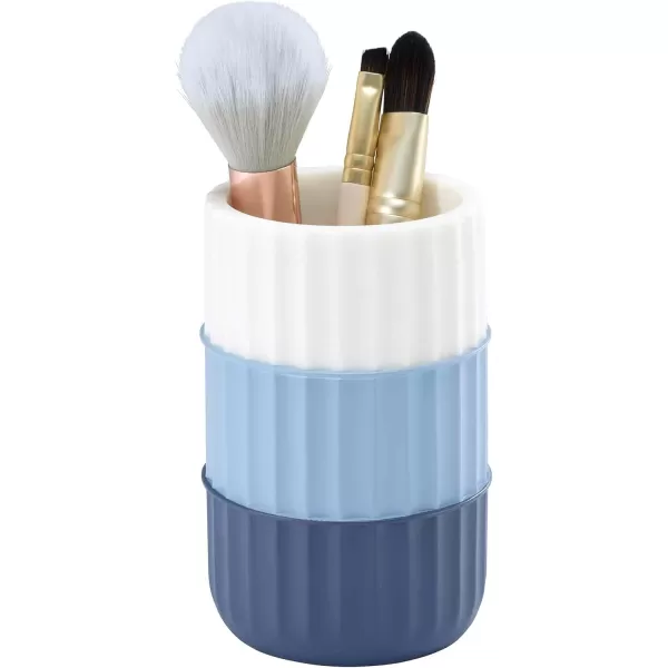 IZOD - Bathroom Set, 2pc Countertop Accessories, Striped Resin Toothbrush Holder &amp; Lotion Pump, Dorm Room Essentials 