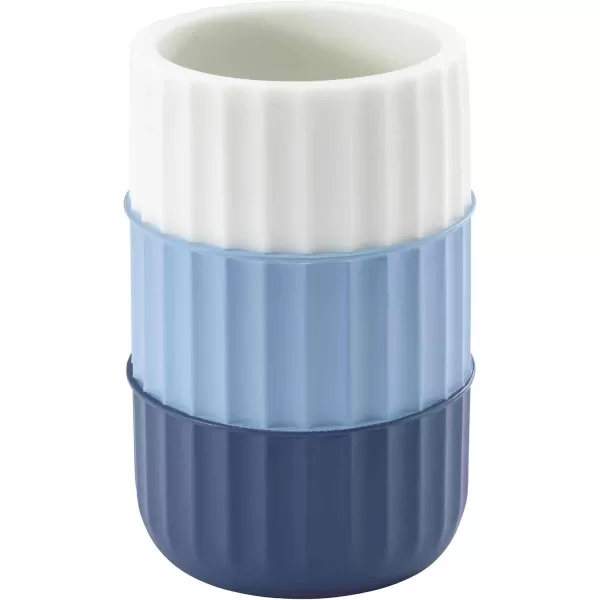 IZOD - Bathroom Set, 2pc Countertop Accessories, Striped Resin Toothbrush Holder &amp; Lotion Pump, Dorm Room Essentials 