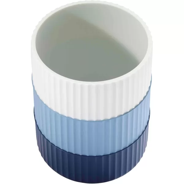 IZOD - Bathroom Set, 2pc Countertop Accessories, Striped Resin Toothbrush Holder &amp; Lotion Pump, Dorm Room Essentials 