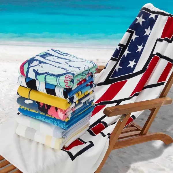 IZOD - Beach Towel, Soft &amp; Absorbent Cotton Sheared Velour, Dorm Room Essentials, Printed Beach Accessories 