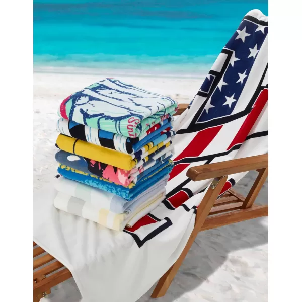 IZOD - Beach Towel, Striped Design, Soft &amp; Absorbent Cotton Sheared Velour, Dorm Room Essentials, Printed Beach Accessories 
