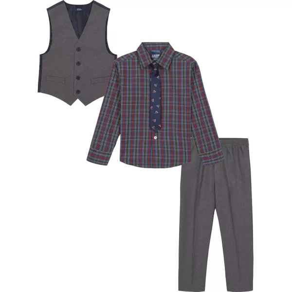 IZOD Boys' 4-Piece Set with Collared Dress Shirt, Tie, Vest, and Pants