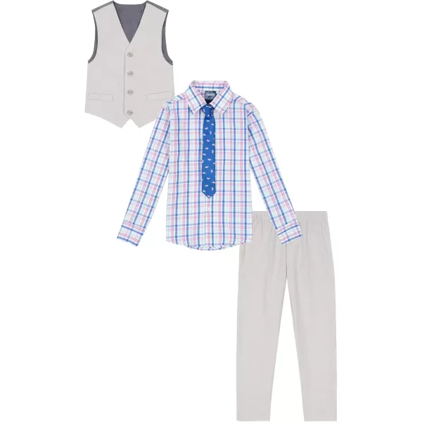 IZOD Boys' 4-Piece Set with Collared Dress Shirt, Tie, Vest, and Pants