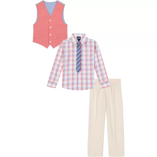 IZOD Boys' 4-Piece Set with Collared Dress Shirt, Tie, Vest, and Pants