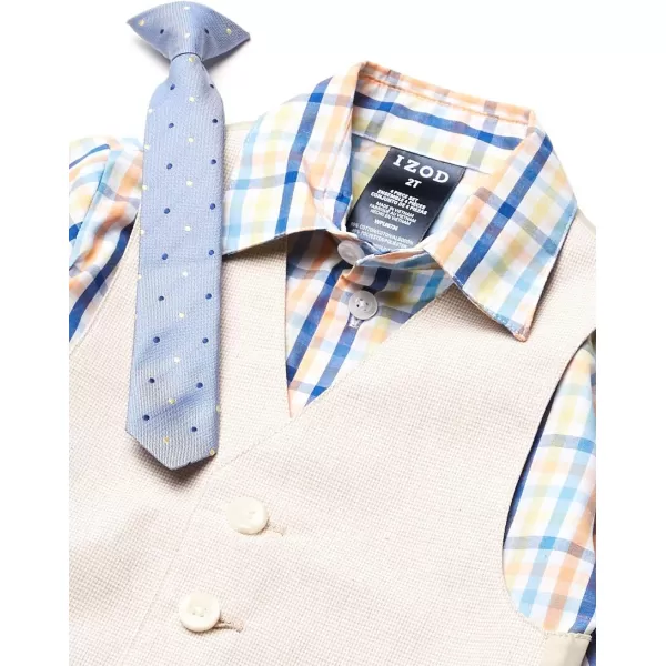 IZOD Boys' 4-Piece Set with Collared Dress Shirt, Tie, Vest, and Pants
