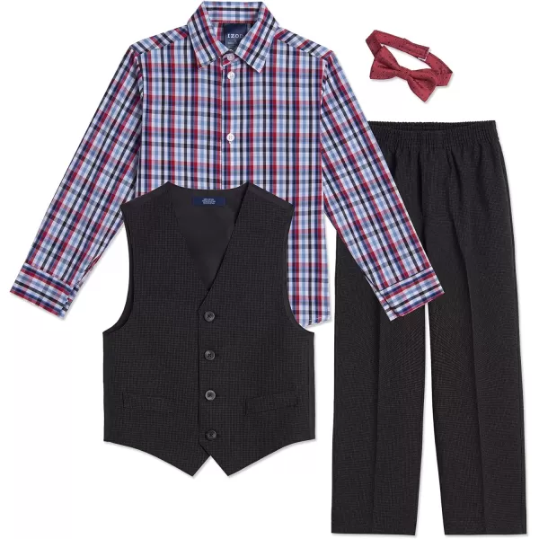 IZOD Boys' 4-Piece Set with Collared Dress Shirt, Tie, Vest, and Pants
