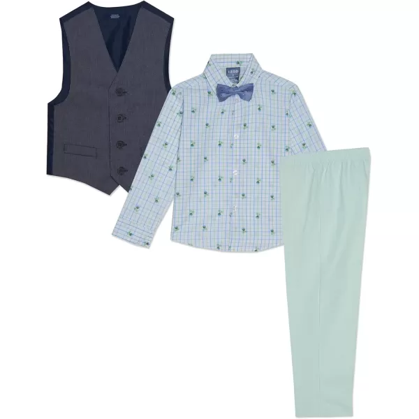 IZOD Boys' 4-Piece Set with Collared Dress Shirt, Tie, Vest, and Pants