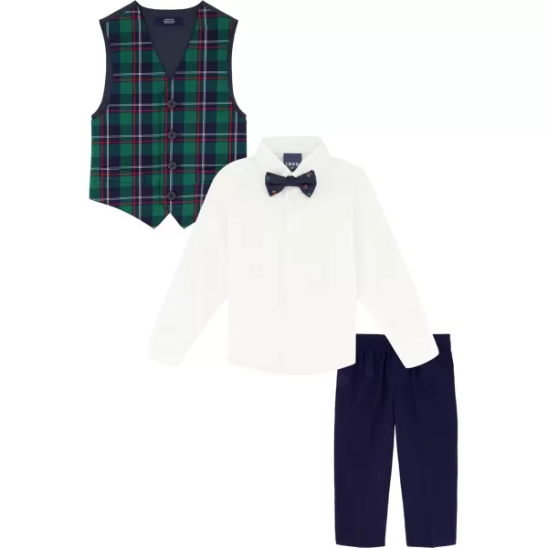 IZOD Boys' 4-Piece Set with Collared Dress Shirt, Tie, Vest, and Pants