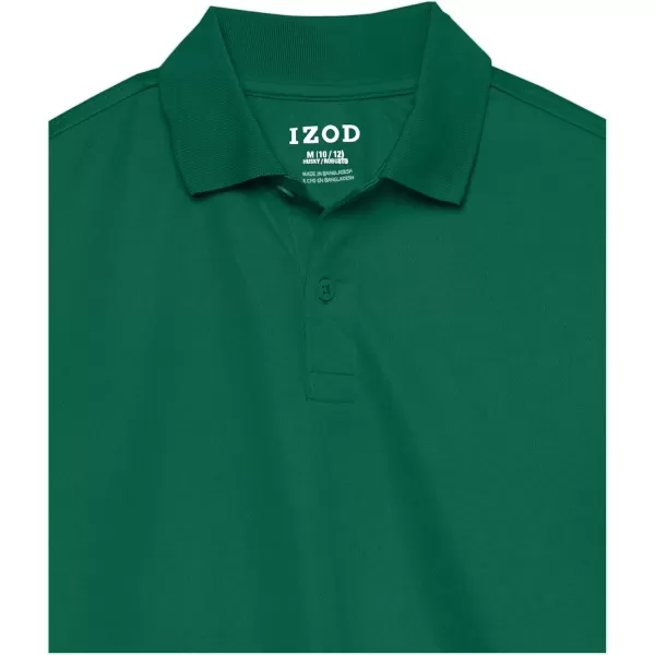 IZOD Boys' School Uniform Short Sleeve Polo Shirt, Button Closure, Moisture Wicking Performance Material