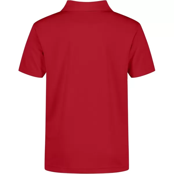 IZOD Boys' School Uniform Short Sleeve Polo Shirt, Button Closure, Moisture Wicking Performance Material