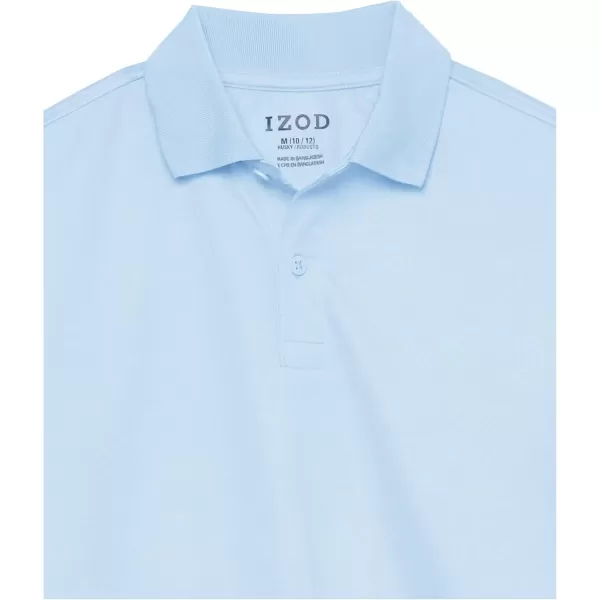 IZOD Boys' School Uniform Short Sleeve Polo Shirt, Button Closure, Moisture Wicking Performance Material
