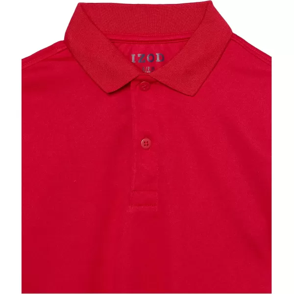 IZOD Boys' School Uniform Short Sleeve Polo Shirt, Button Closure, Moisture Wicking Performance Material