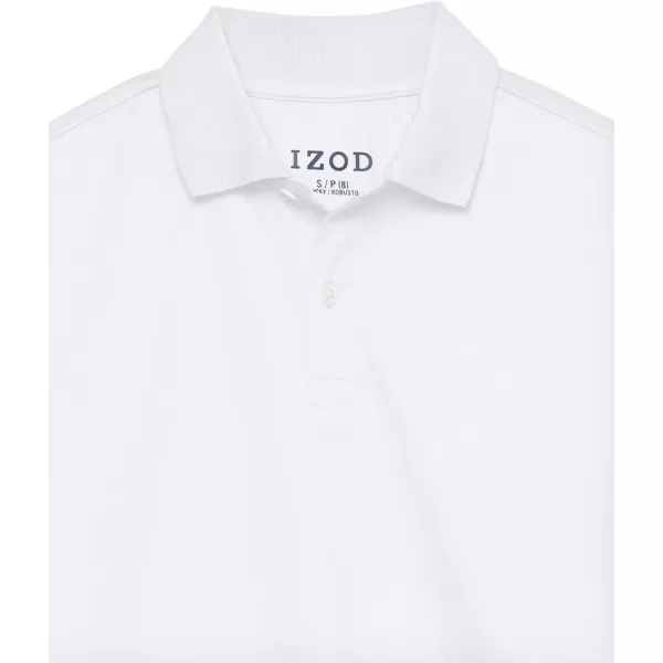 IZOD Boys' School Uniform Short Sleeve Polo Shirt, Button Closure, Moisture Wicking Performance Material