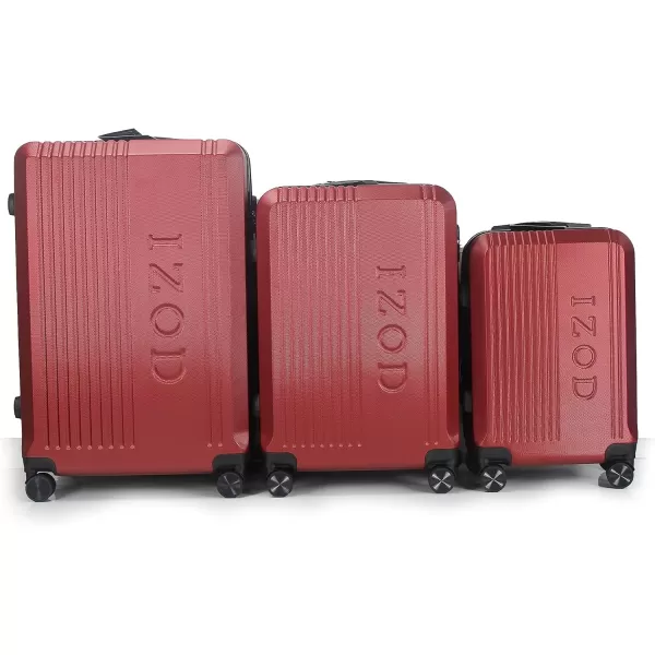 IZOD Expandable ABS Hard Shell Luggage Set - Durable ABS Hard Shell Construction - Double Water-Resistant Nylon Coil – Versatile Sizes 28", 24", 20" - 3-Piece Spinner Luggage Set 