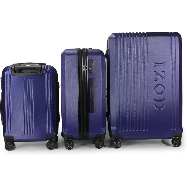 IZOD Expandable ABS Hard Shell Luggage Set - Durable ABS Hard Shell Construction - Double Water-Resistant Nylon Coil – Versatile Sizes 28", 24", 20" - 3-Piece Spinner Luggage Set 