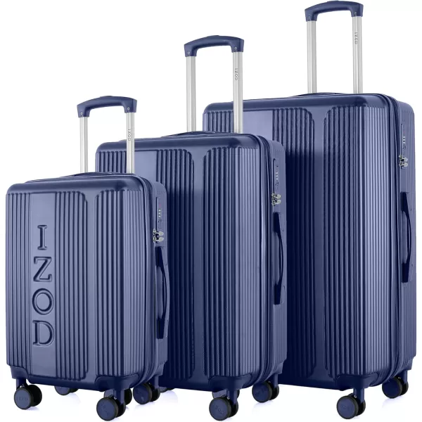 IZOD Expandable ABS Hard Shell Luggage Set - Durable ABS Hard Shell Construction - Double Water-Resistant Nylon Coil – Versatile Sizes 28", 24", 20" - 3-Piece Spinner Luggage Set 