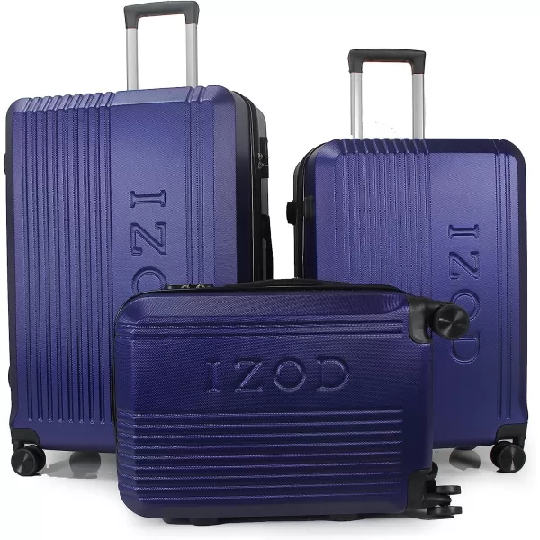 IZOD Expandable ABS Hard Shell Luggage Set - Durable ABS Hard Shell Construction - Double Water-Resistant Nylon Coil – Versatile Sizes 28", 24", 20" - 3-Piece Spinner Luggage Set 
