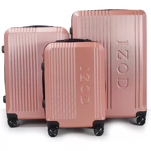 IZOD Expandable ABS Hard Shell Luggage Set - Durable ABS Hard Shell Construction - Double Water-Resistant Nylon Coil – Versatile Sizes 28", 24", 20" - 3-Piece Spinner Luggage Set 