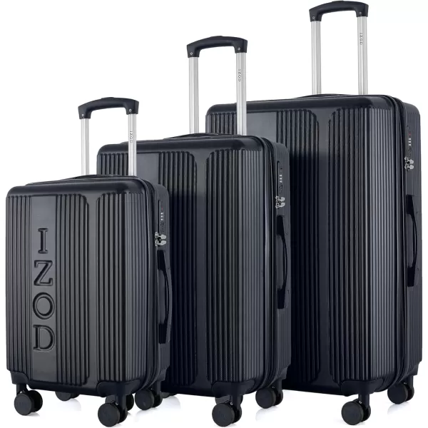 IZOD Expandable ABS Hard Shell Luggage Set - Durable ABS Hard Shell Construction - Double Water-Resistant Nylon Coil – Versatile Sizes 28", 24", 20" - 3-Piece Spinner Luggage Set 