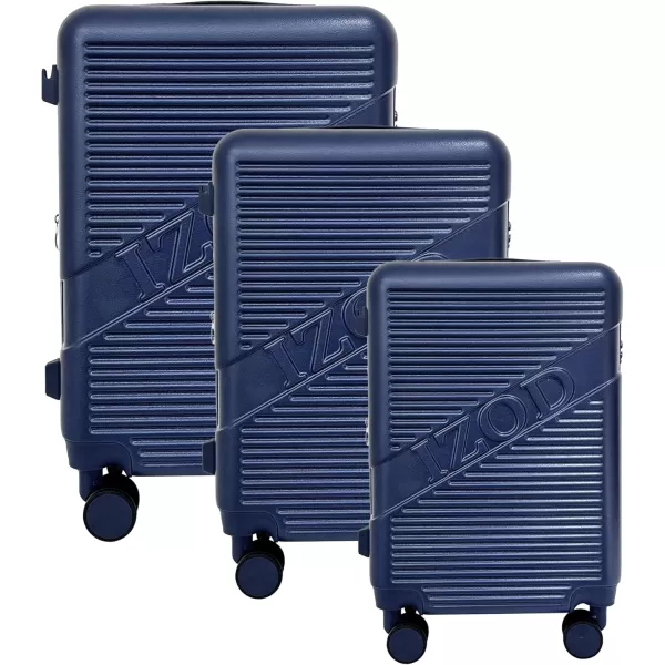 IZOD Expandable ABS Hard Shell Luggage Set - Durable ABS Hard Shell Construction - Double Water-Resistant Nylon Coil – Versatile Sizes 28", 24", 20" - 3-Piece Spinner Luggage Set 