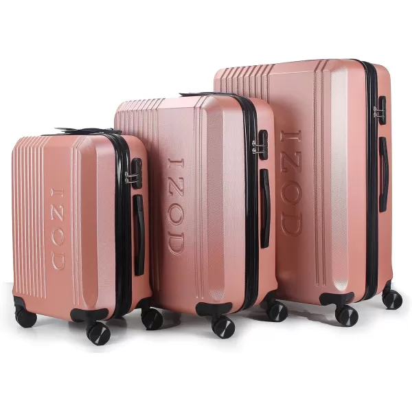 IZOD Expandable ABS Hard Shell Luggage Set - Durable ABS Hard Shell Construction - Double Water-Resistant Nylon Coil – Versatile Sizes 28", 24", 20" - 3-Piece Spinner Luggage Set 