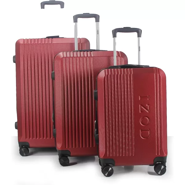 IZOD Expandable ABS Hard Shell Luggage Set - Durable ABS Hard Shell Construction - Double Water-Resistant Nylon Coil – Versatile Sizes 28", 24", 20" - 3-Piece Spinner Luggage Set 