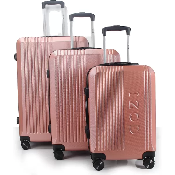 IZOD Expandable ABS Hard Shell Luggage Set - Durable ABS Hard Shell Construction - Double Water-Resistant Nylon Coil – Versatile Sizes 28", 24", 20" - 3-Piece Spinner Luggage Set 