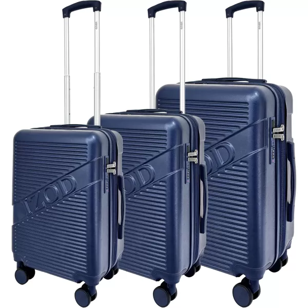 IZOD Expandable ABS Hard Shell Luggage Set - Durable ABS Hard Shell Construction - Double Water-Resistant Nylon Coil – Versatile Sizes 28", 24", 20" - 3-Piece Spinner Luggage Set 